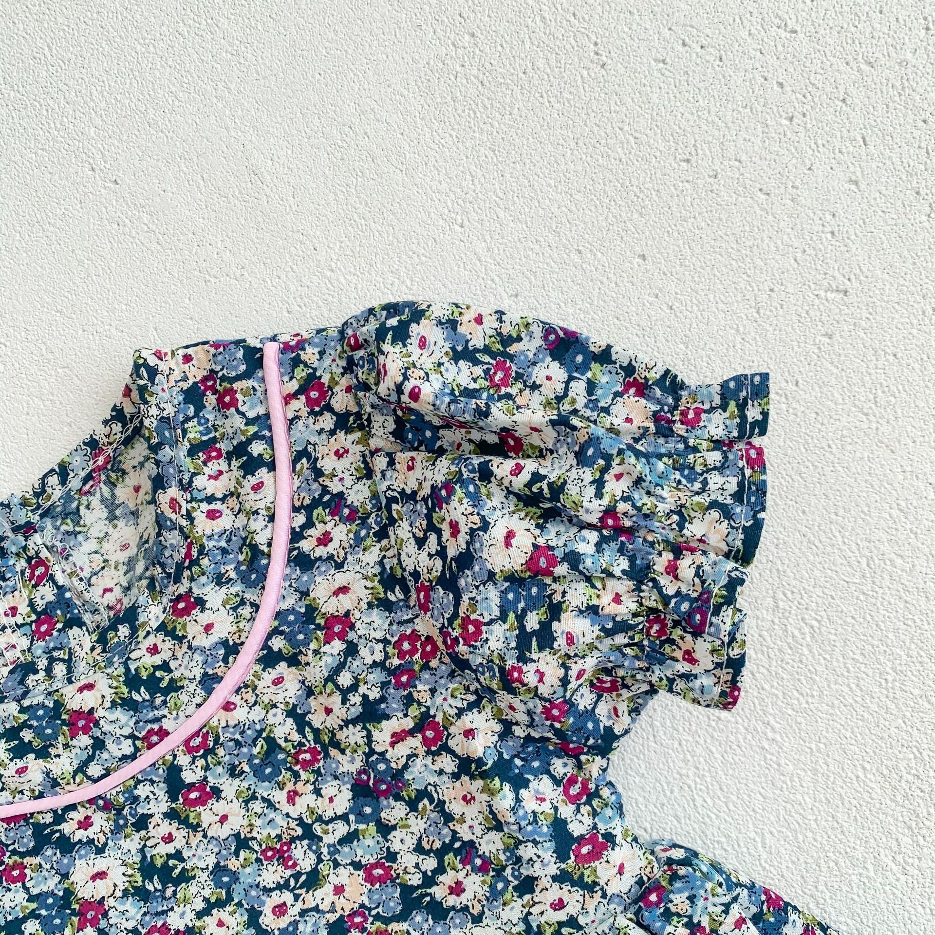 (In Production)Girls Fall Floral Print Romper