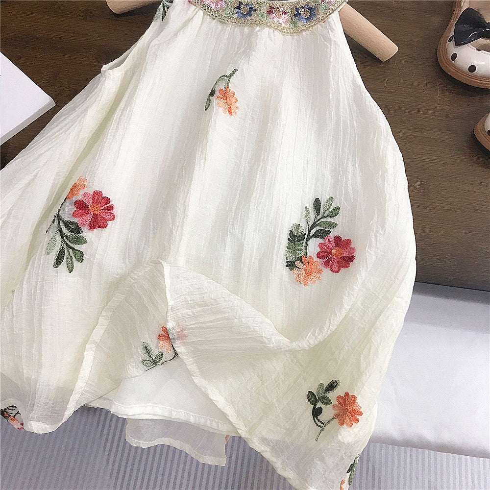 (In Production)Girls Spring&Summer Floral Embroidery Dress