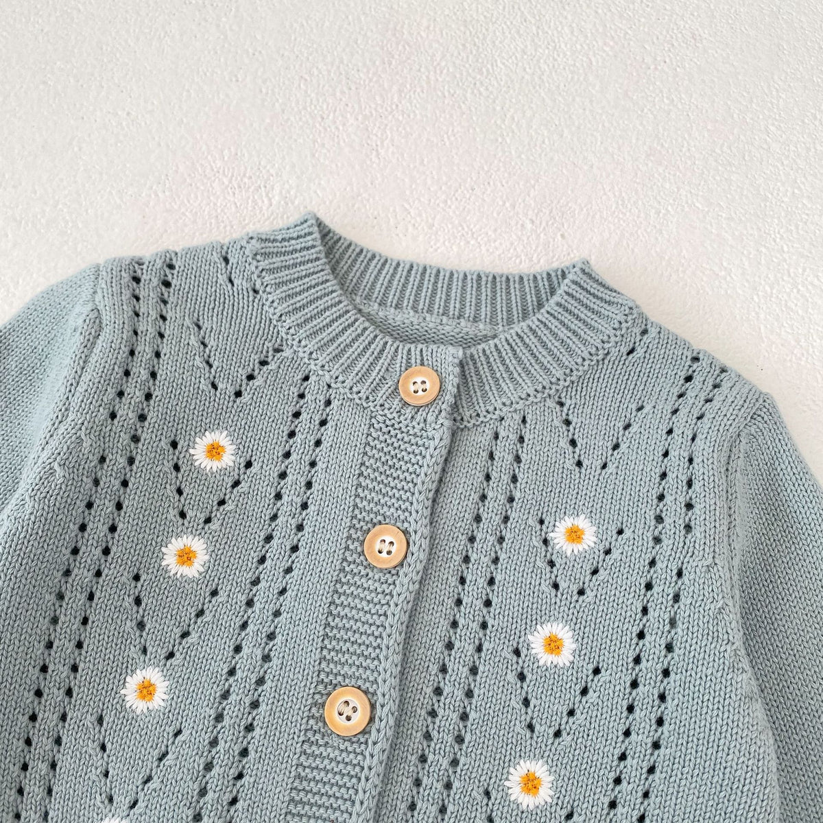 (Pre Order 2 Weeks)Girls Fall Daisy Embroidery Sweater Cardigan&Romper