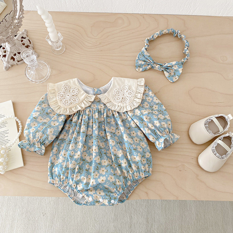 (In Production)Sisters Fall Floral Print Ruffle Dress&Romper