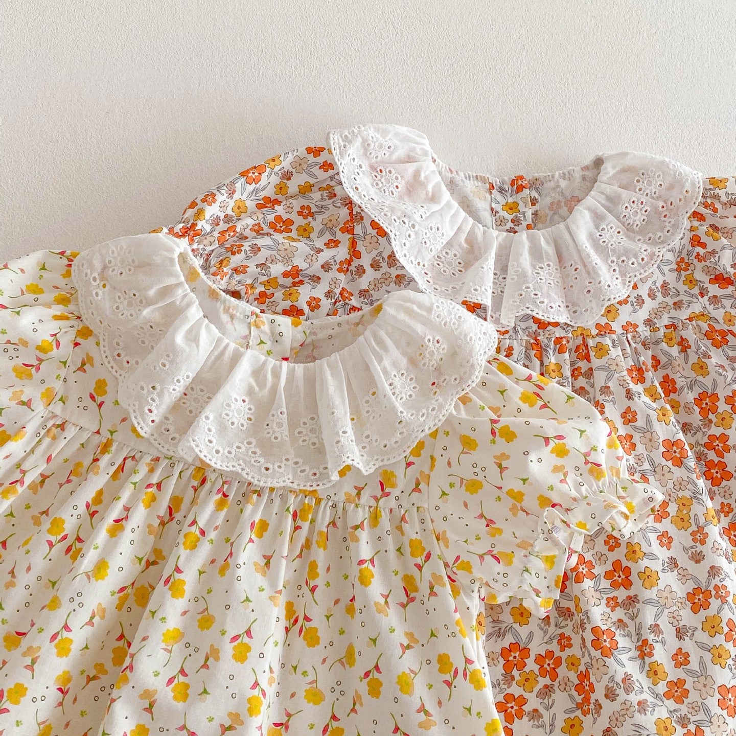 (In Production)Girls Spring and Summer Floral Doll Collar Dress