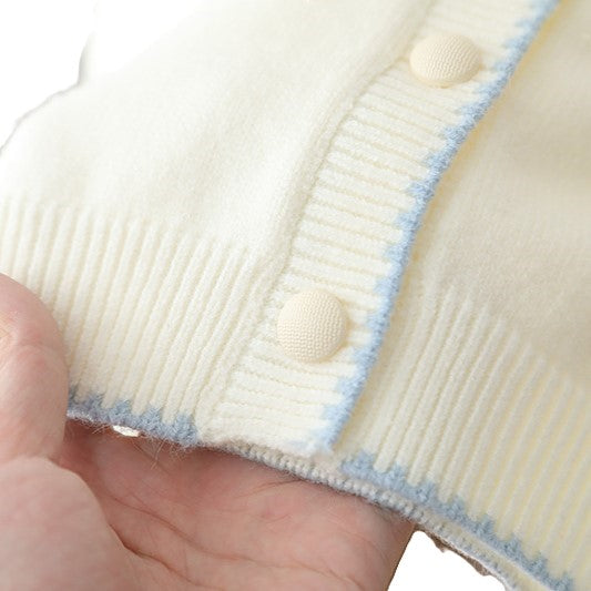 (In Production)Girls Fall&Winter Solid-color Bow Cardigan