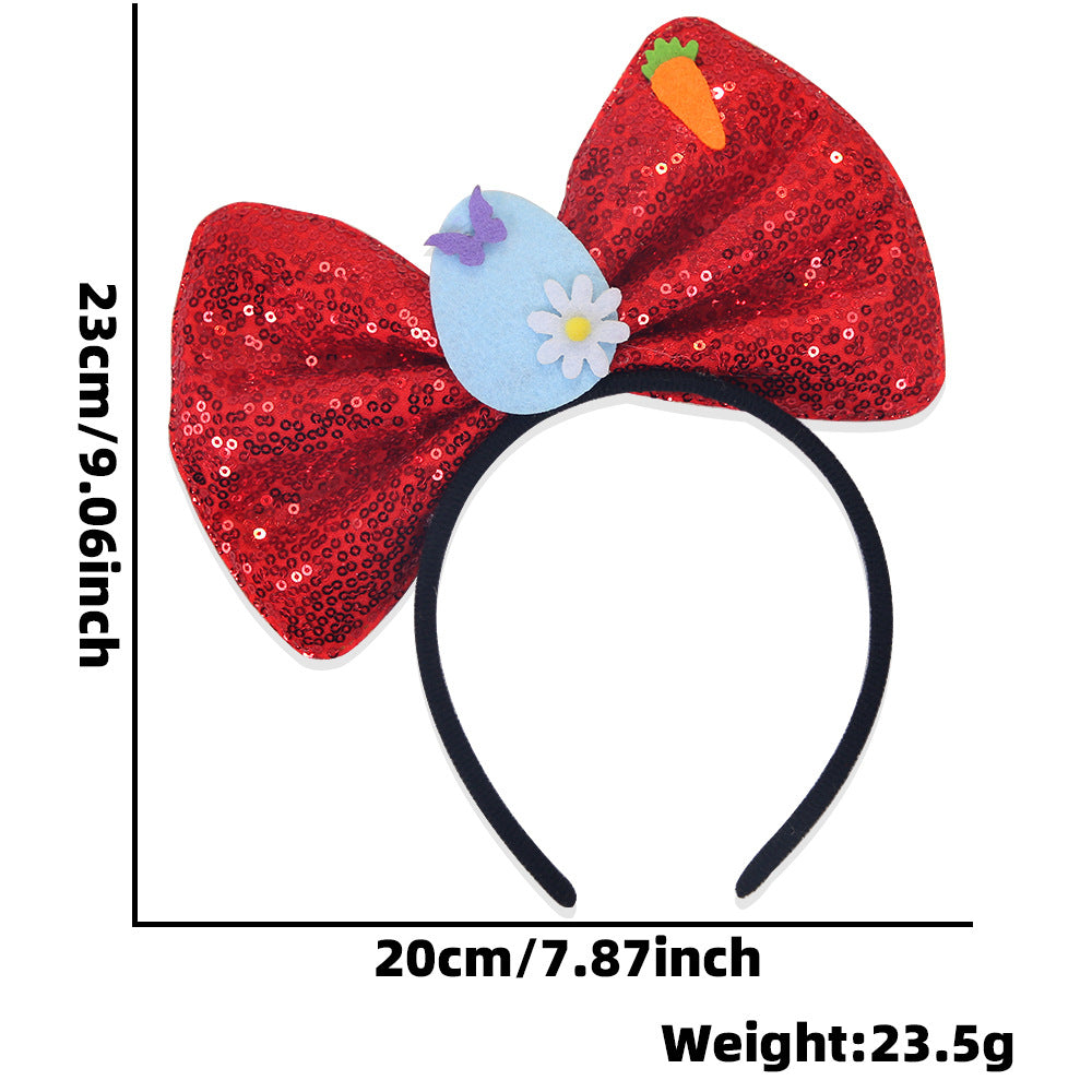 (Pre Order)Girls Easter Cartoon Sequin Bow Headband
