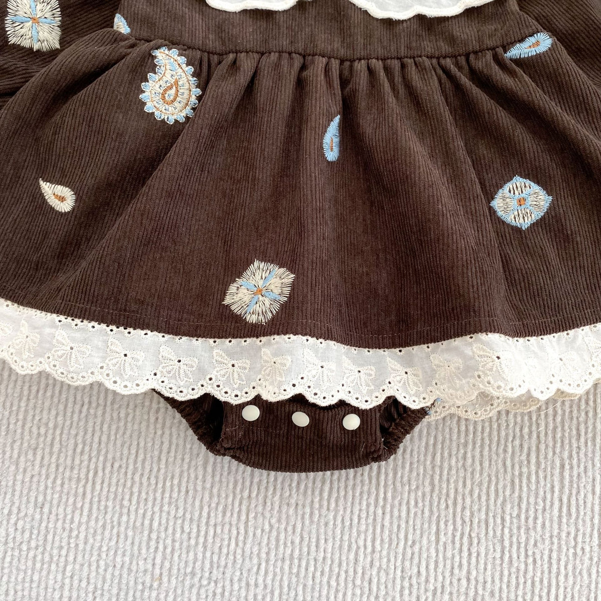 (Pre Order 2 Weeks)Sisters Fall Embroidery Corduroy Dress&Romper