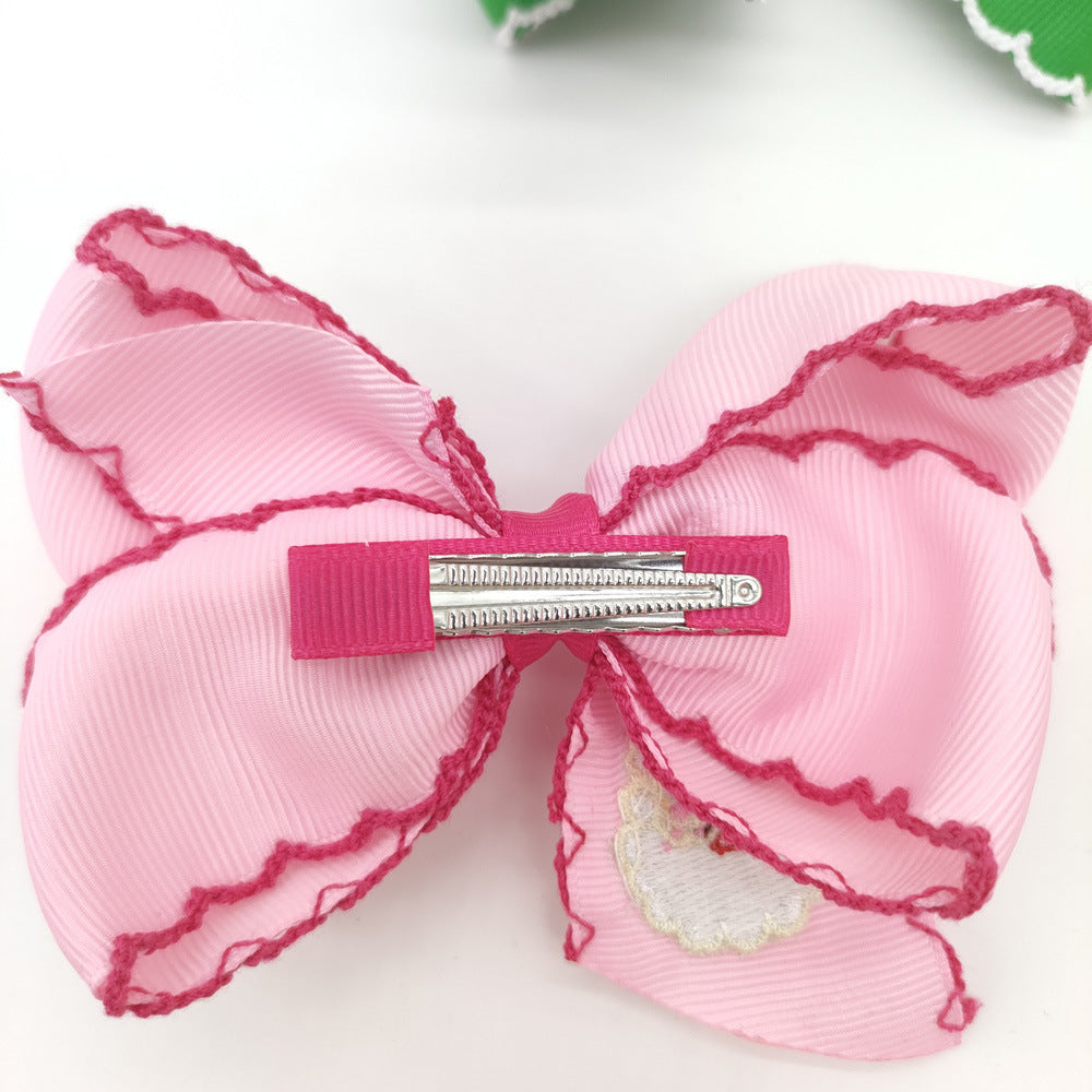 (Pre Order)Girls Christmas Santa Claus Embroidery Hair Clip 2PCS