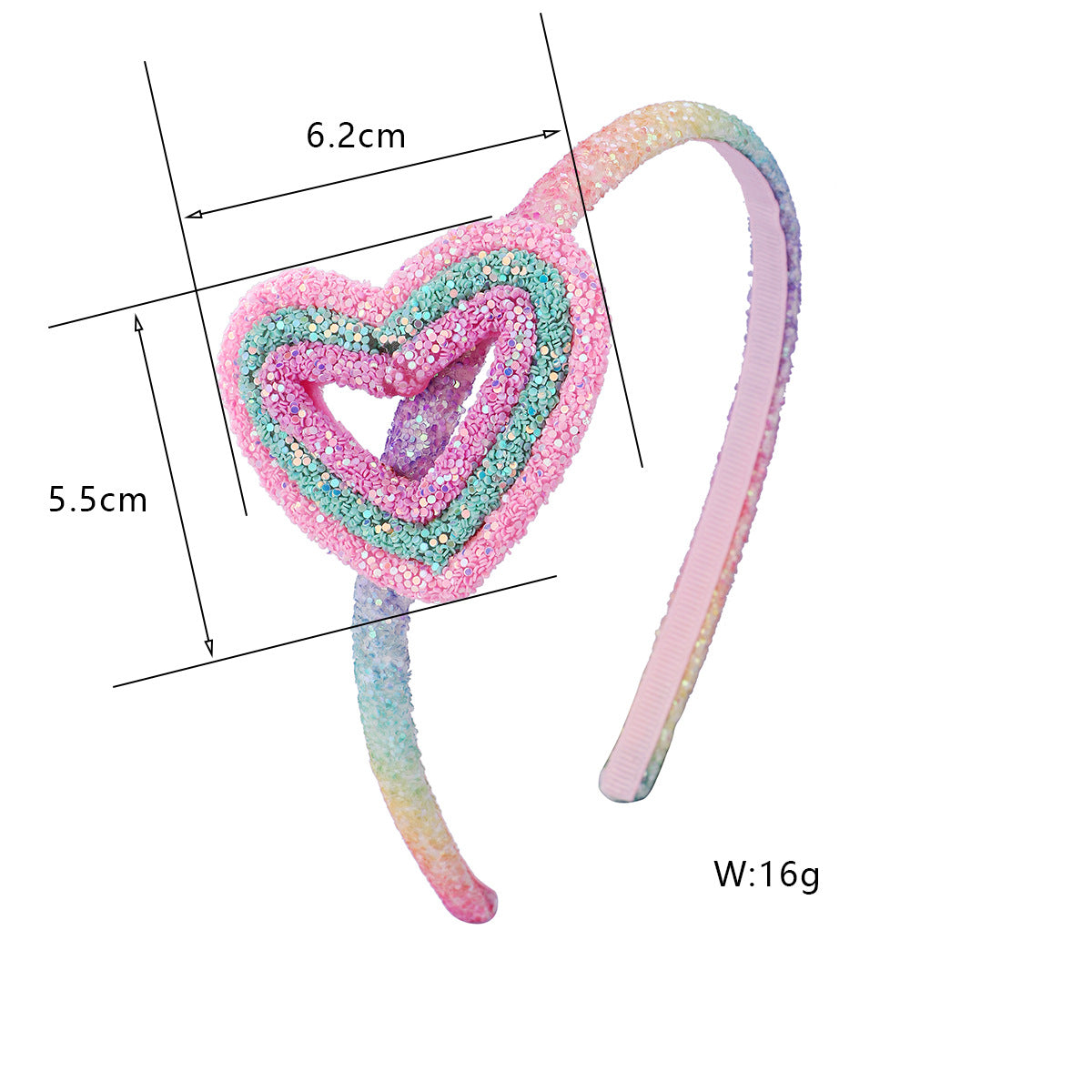 (Pre Order)Girls Gradient Rainbow Heart Bow Headband