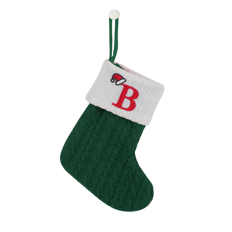 (Pre Order)Green Letter Wool Christmas Stocking Pendant