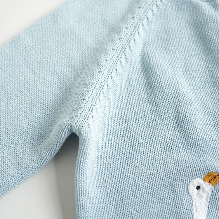 (In Production)Girls Spring&Summer Goose Embroidery Cardigan Sweater