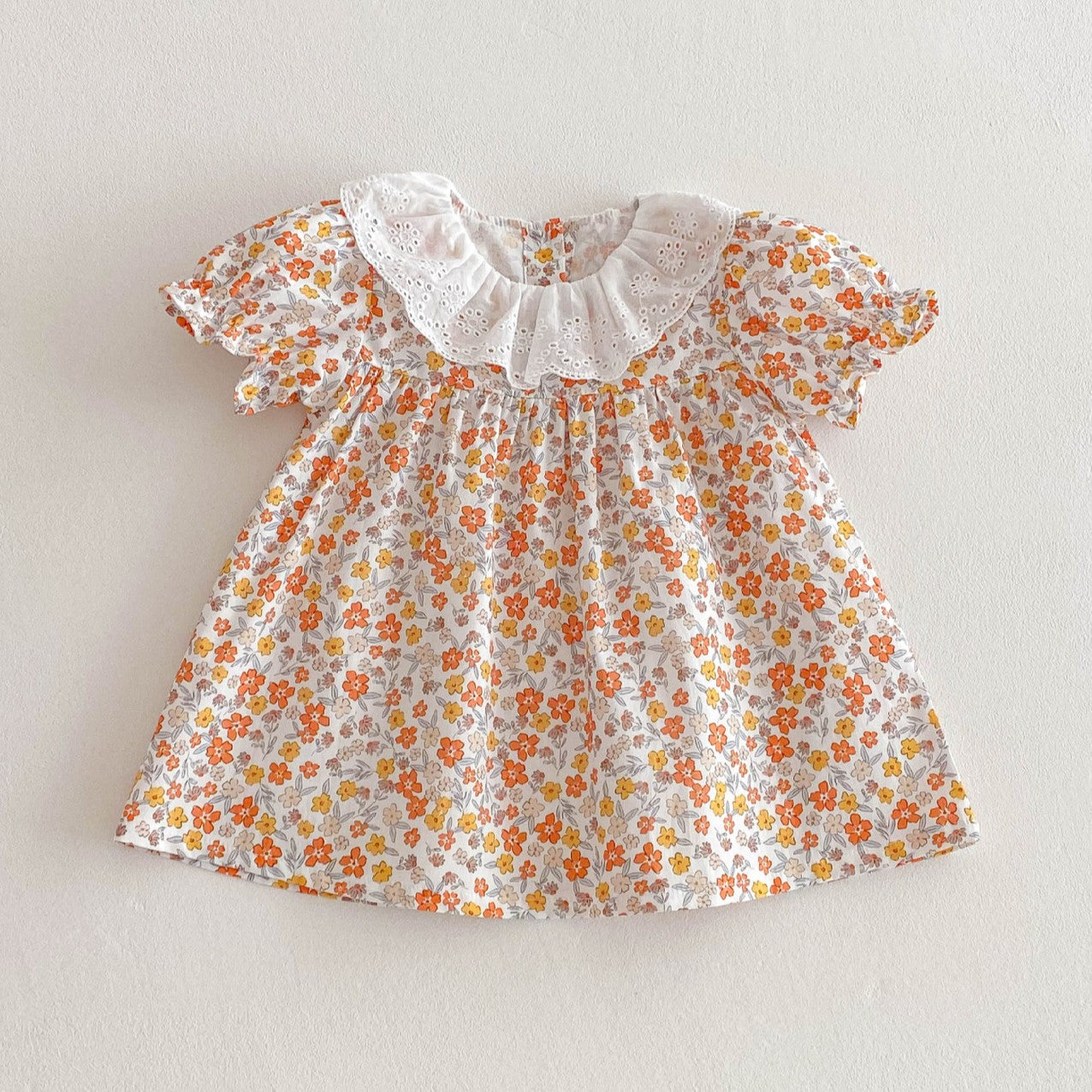 (In Production)Girls Spring and Summer Floral Doll Collar Dress