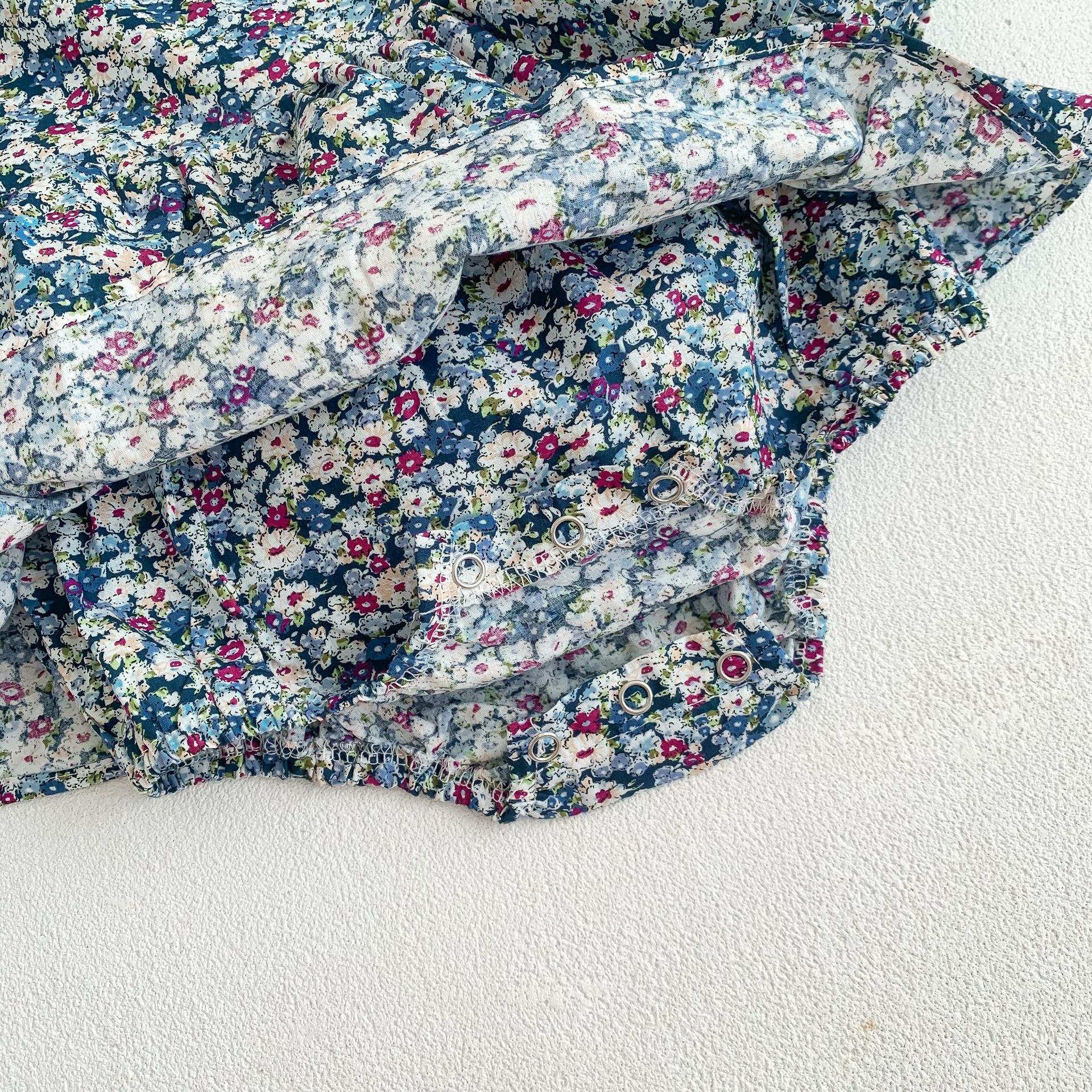(In Production)Girls Fall Floral Print Romper