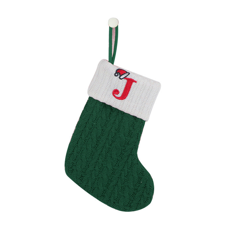 (Pre Order)Green Letter Wool Christmas Stocking Pendant
