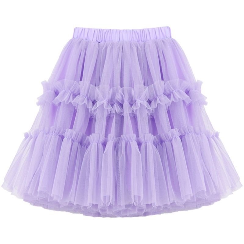 (Pre Order)Girls Plain Half-length Chiffon Skirt
