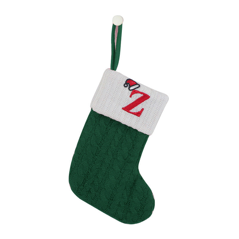 (Pre Order)Green Letter Wool Christmas Stocking Pendant