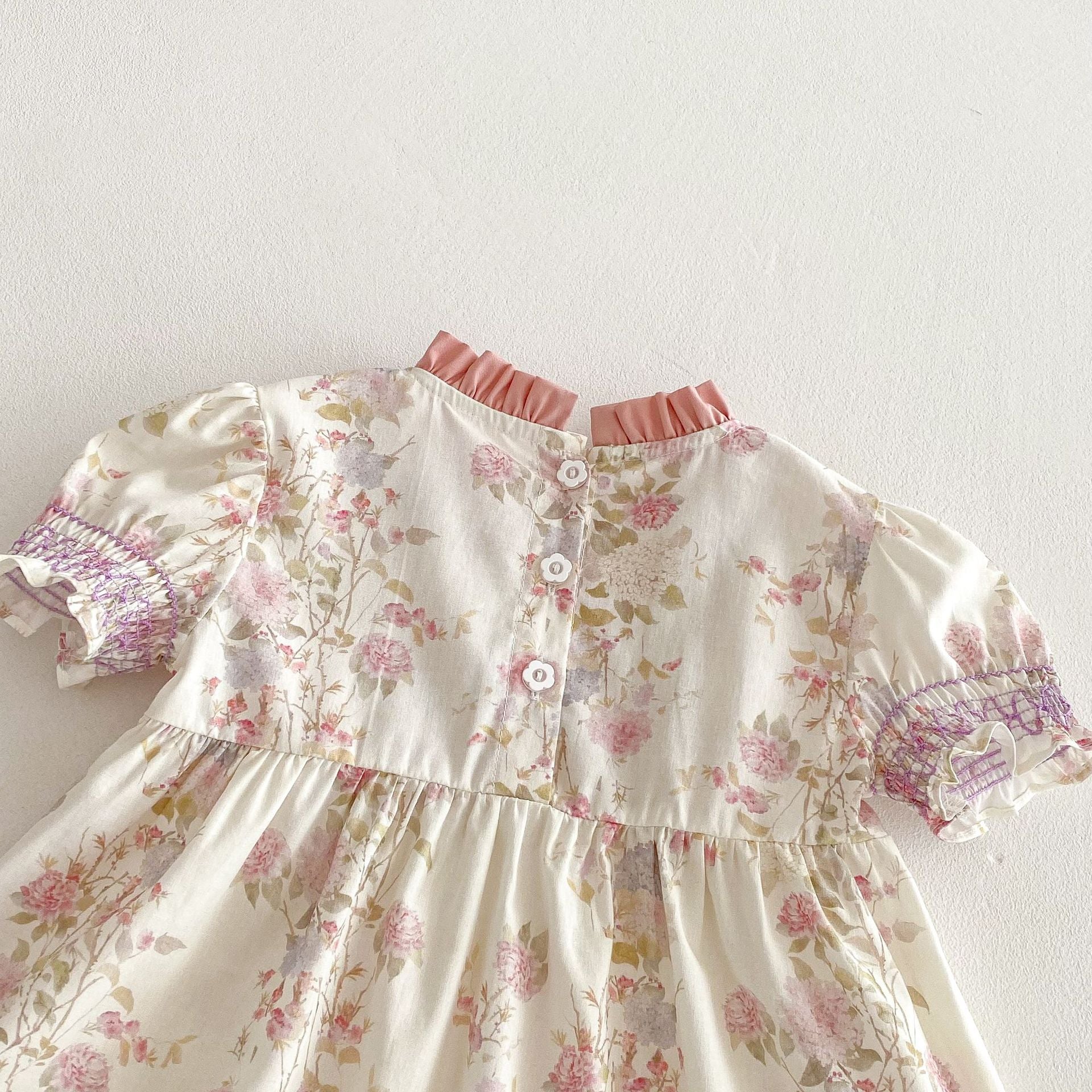 (Pre Order 2 Weeks)Girls Fall Floral Print Smocked Dress