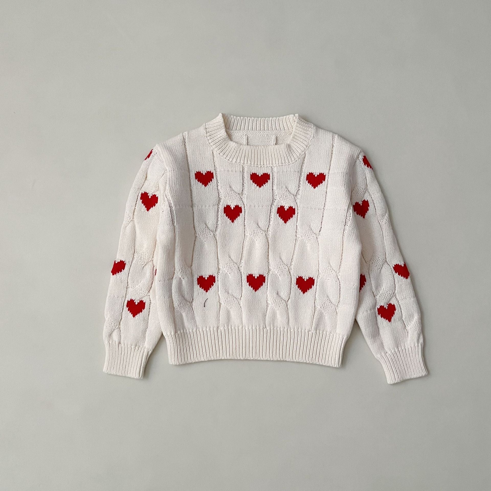 (Pre Order)Girls Valentine's Day Love Jacquard Twist Sweater
