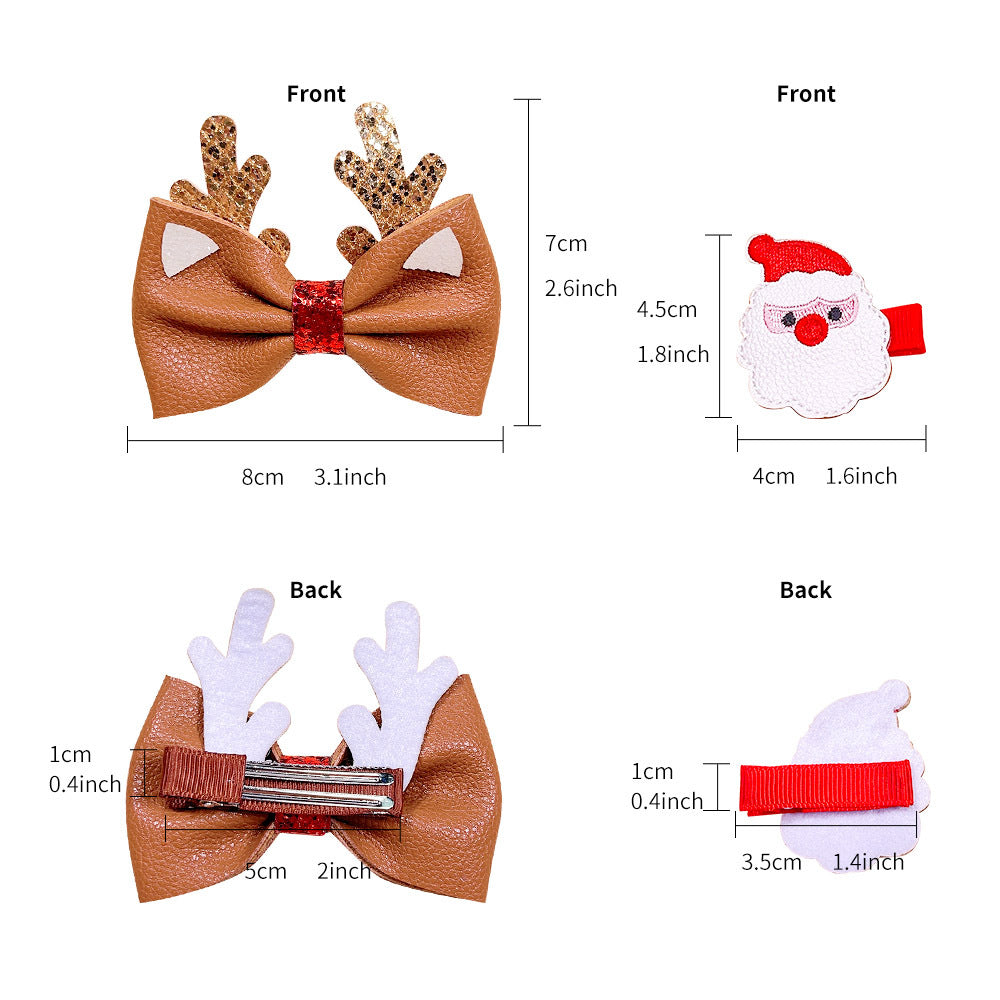 (Pre Order)Girls Christmas Leather Bobby Pin