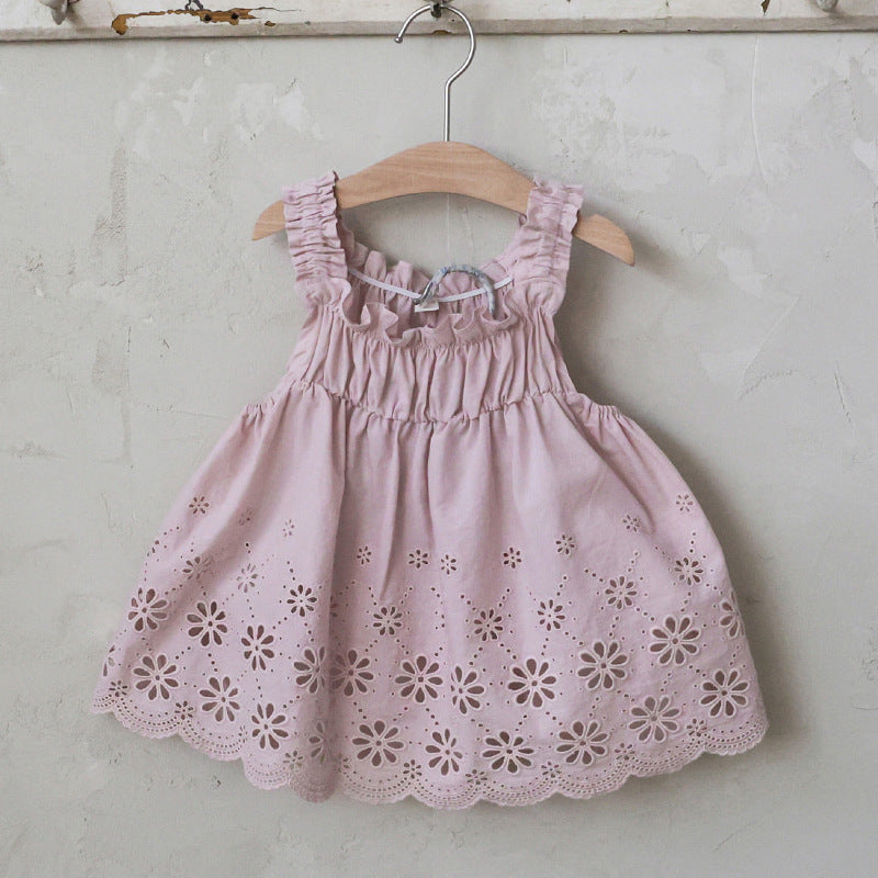 (In Production)Girls Spring&Summer Lace Scallop Sleeveless Top