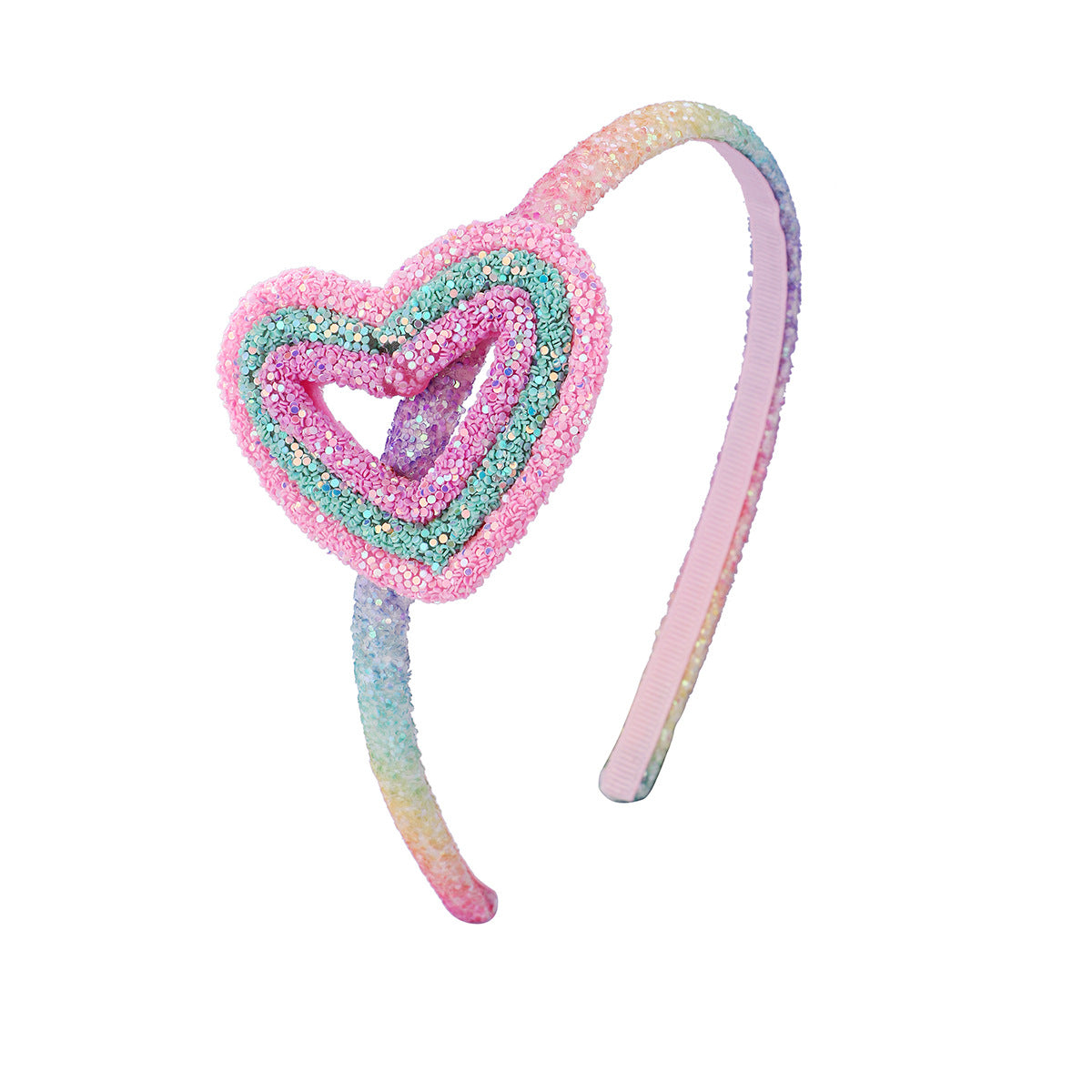 (Pre Order)Girls Gradient Rainbow Heart Bow Headband