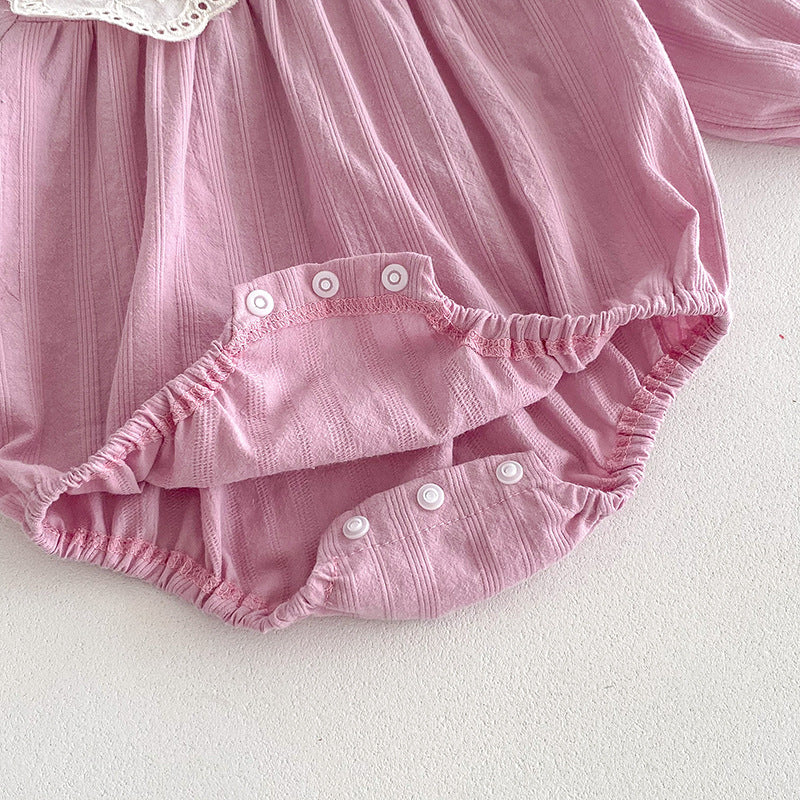 (In Production)Sisters Spring Pink Doll Collar Dress&Romper