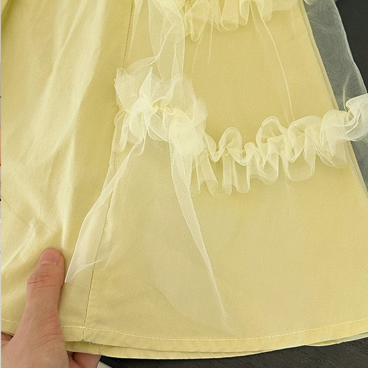 (In Production)Girls Spring&Summer Solid Color Dress with Bag