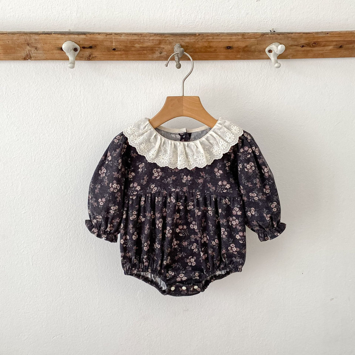 (Pre Order 2 Weeks)Sisters Fall Floral Print Lace Collar Dress&Romper