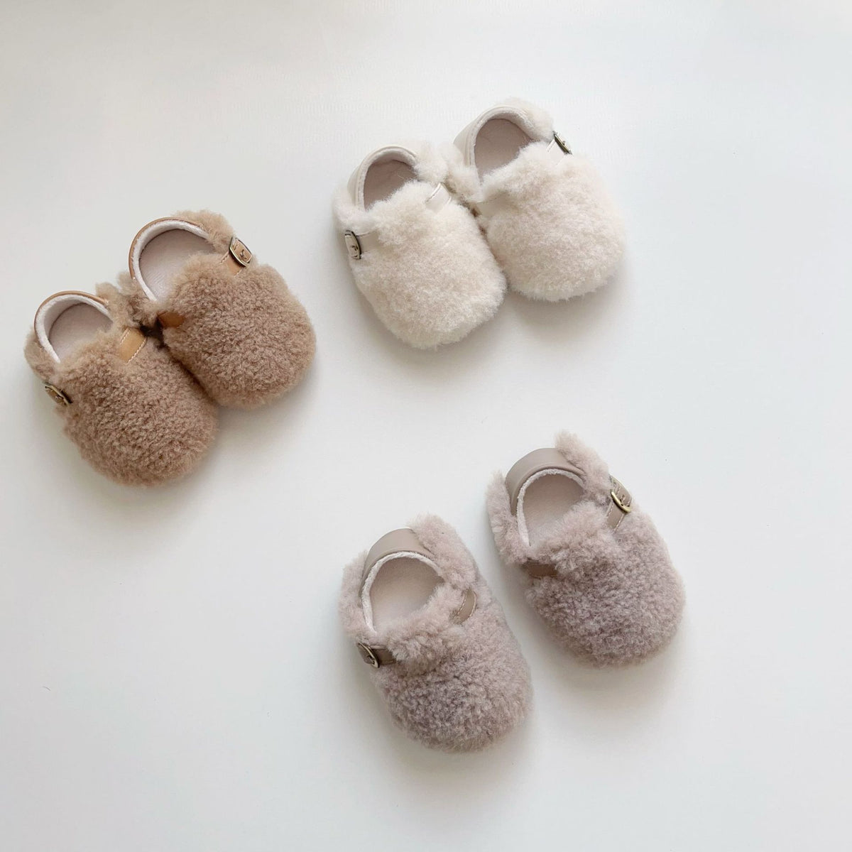 (Pre Order)Kids Fall&Winter Sherpa Fuzzy Boston Style Clog Soft Sole Crib Shoes