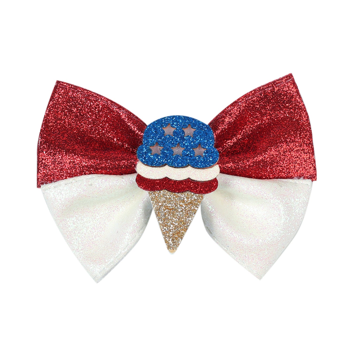 (Pre Order)Girls Patriotic Faux Leather Glitter Hair Clip