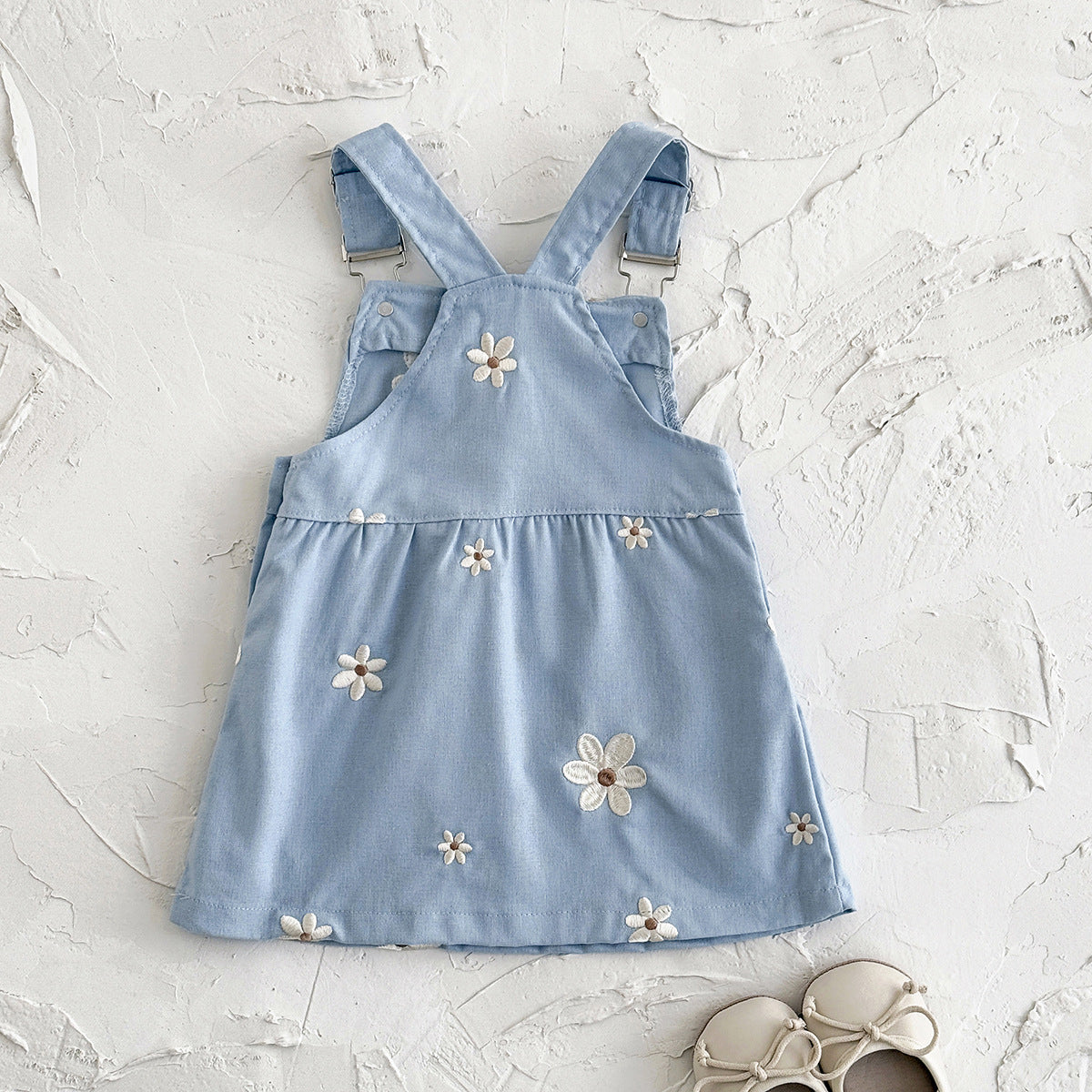 (In Production)One Pack(5 Pieces total)Sale Girls Summer Floral Embroidery Overall Dress