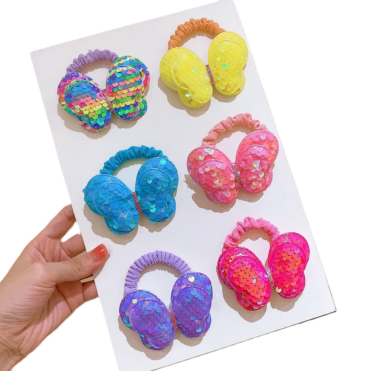 (Pre Order)Girls Sequined Butterfly Shape Hair Tie
