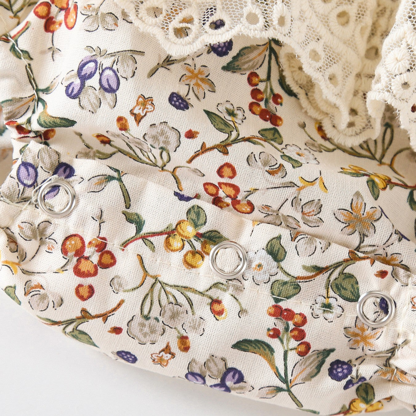 (In Production)Toddler Girls Spring&Summer Floral Print Lace Romper