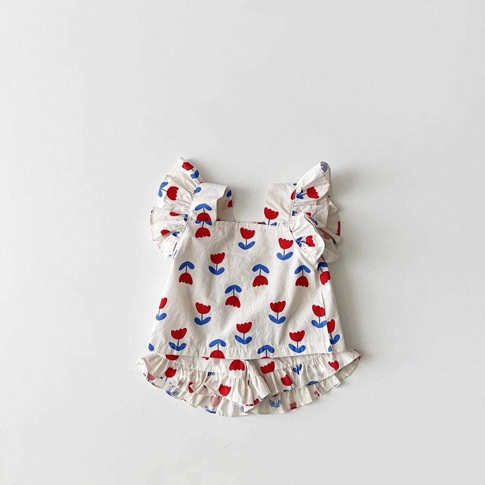 (Pre Order)Toddler Girls Patriotic Print Bloomer Set