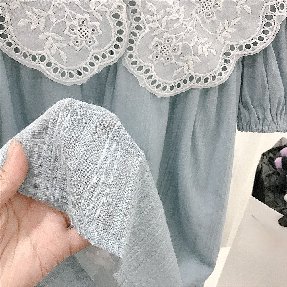 (In Production)Girls Spring&Summer Lace Doll Collar Dress