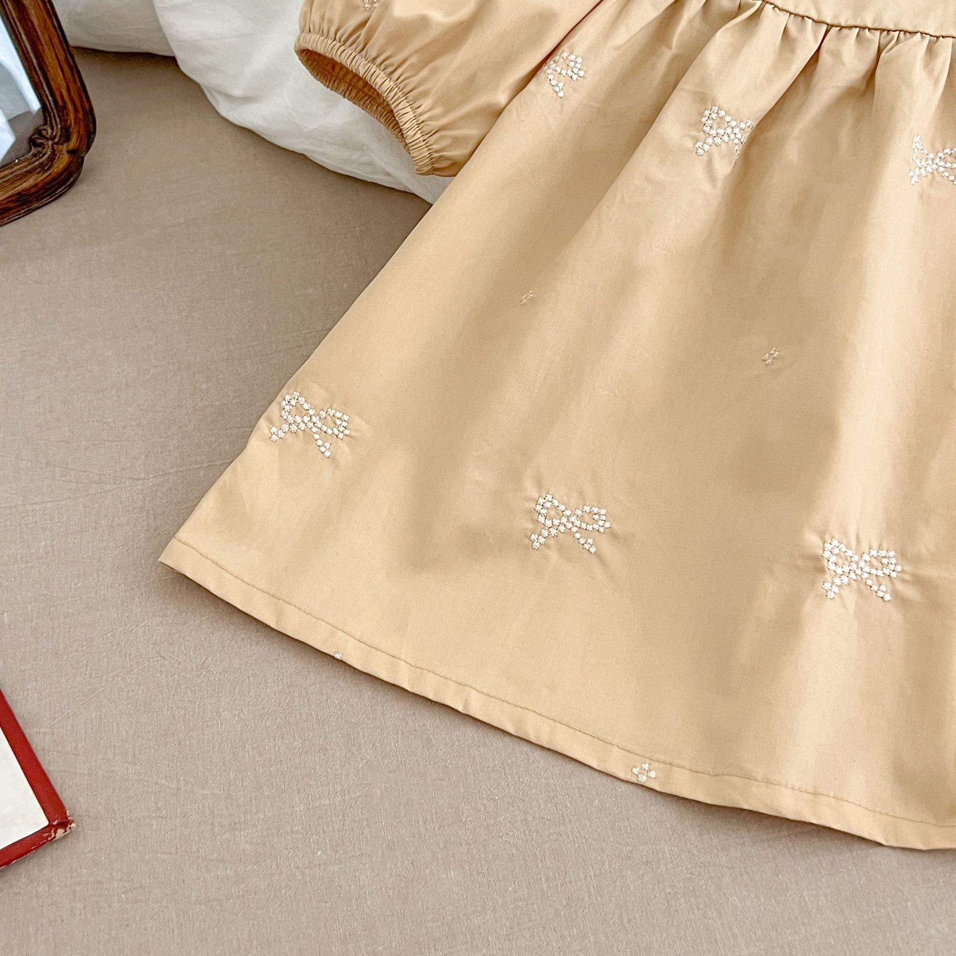 (Pre Order 2 Weeks)Sisters Fall Bow Embroidery Collar Dress&Romper