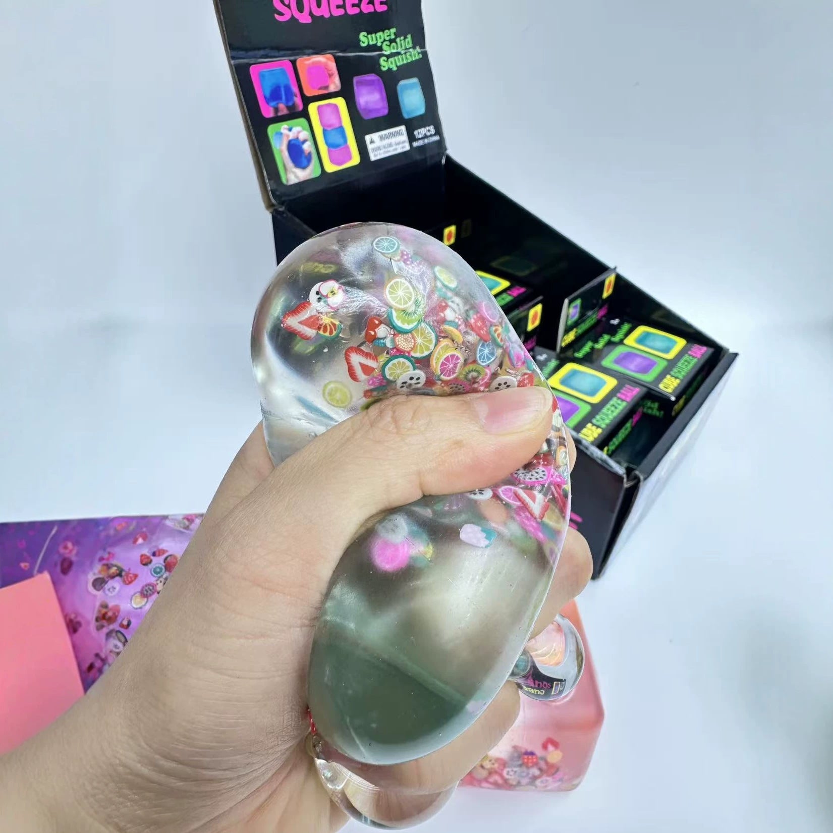 (Pre Order)Squishy Squeeze Fruit Cube Toy