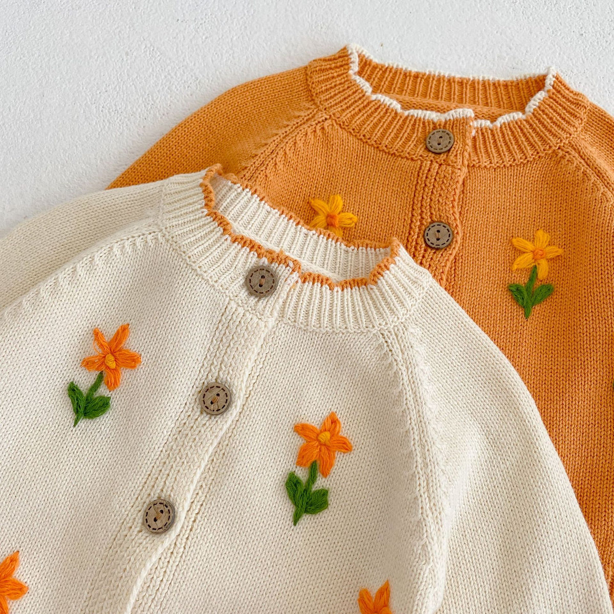 (Pre Order 2 Weeks)Kids Fall Floral Embroidery Sweater Cardigan