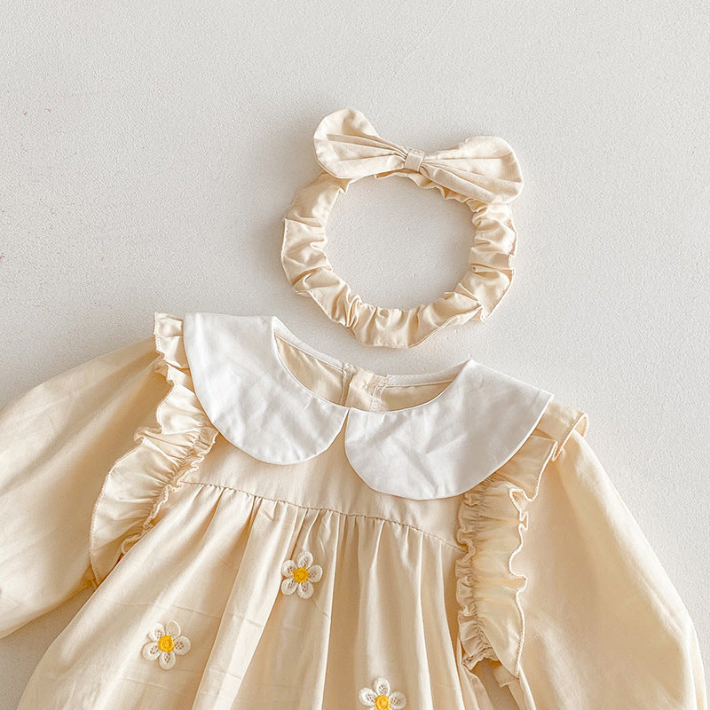(In Production)Sisters Baby Collar Floral Ruffle Dress&Romper
