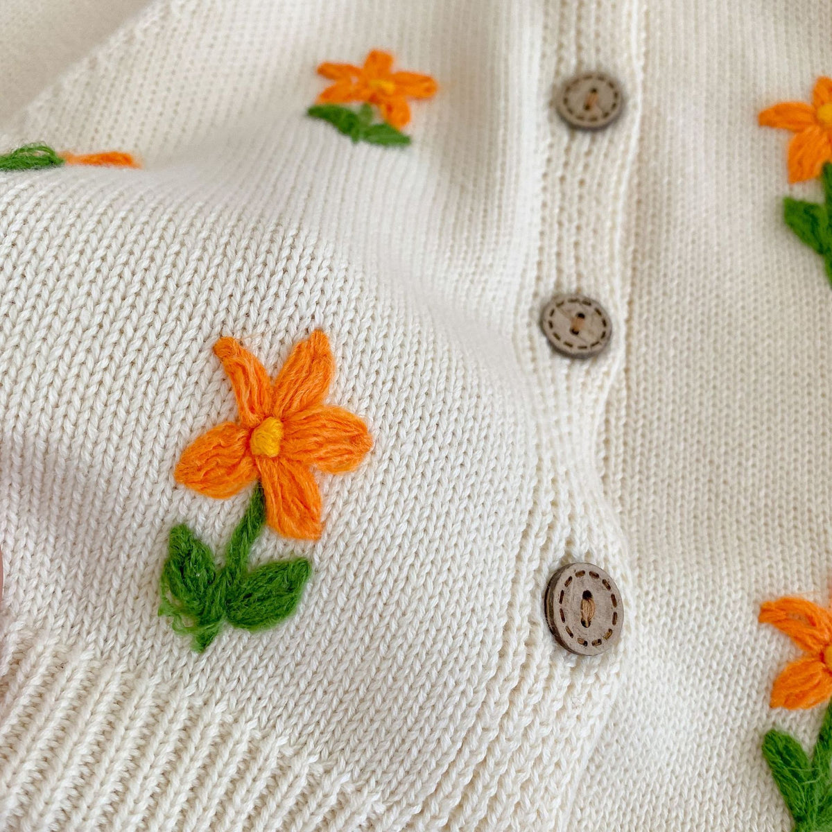(Pre Order 2 Weeks)Kids Fall Floral Embroidery Sweater Cardigan
