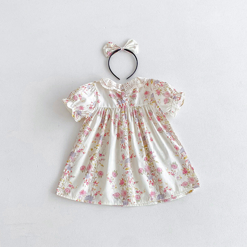 (In Production)Sisters Spring&Summer Floral Print Lace Dress,Romper