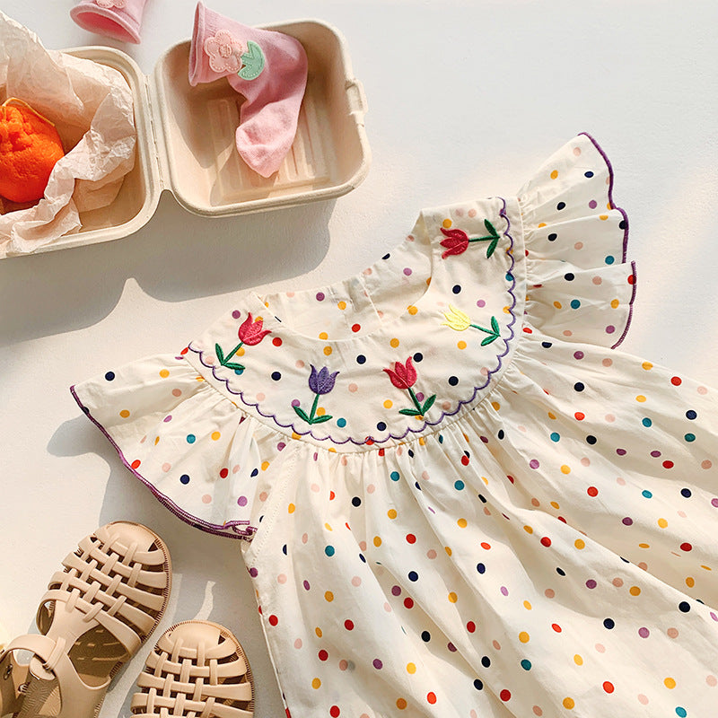 (In Production)Girls Spring&Summer Tulip Embroidery Dress