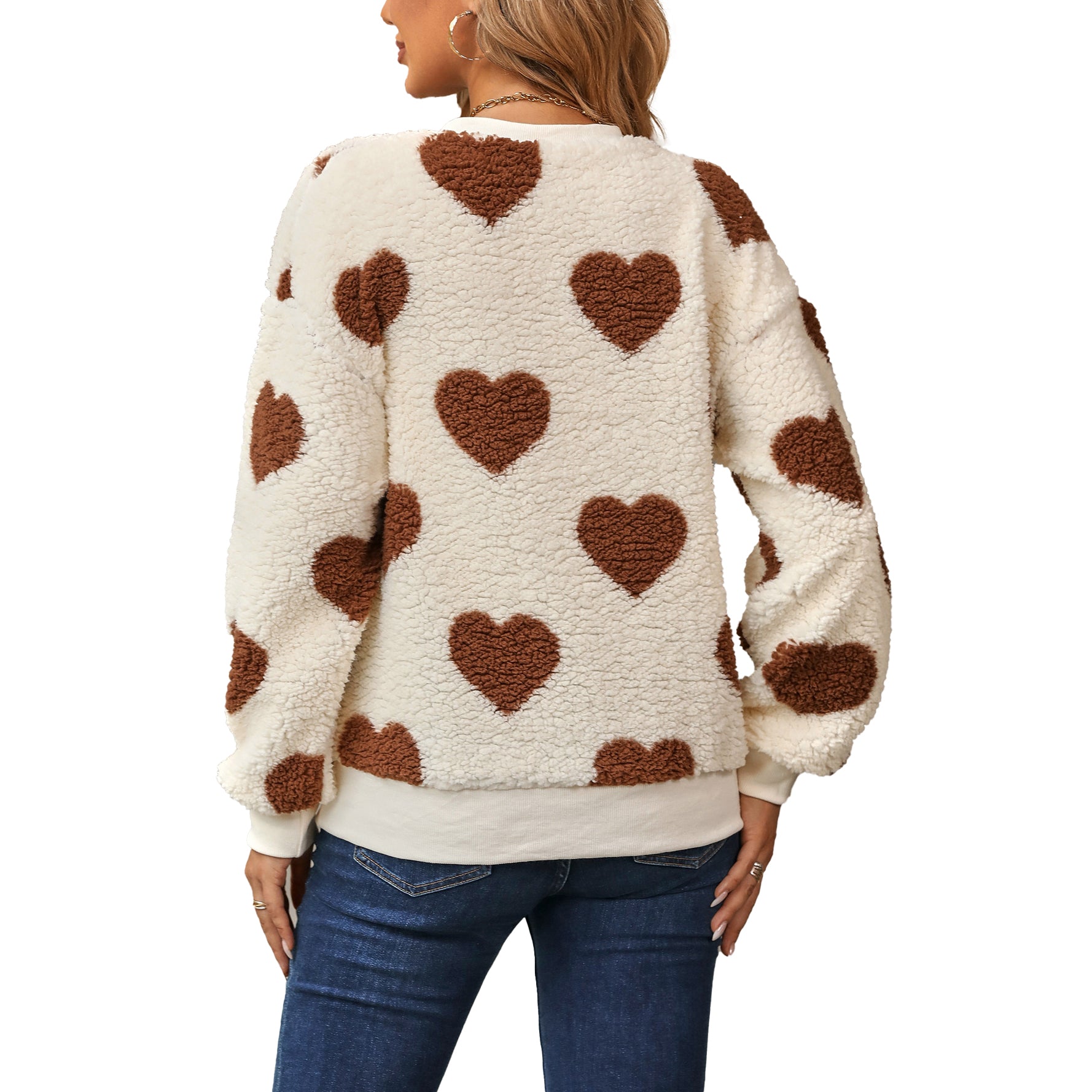 (Pre Order)Adults Valentine's Day Fluffy Love Print Sweatshirt