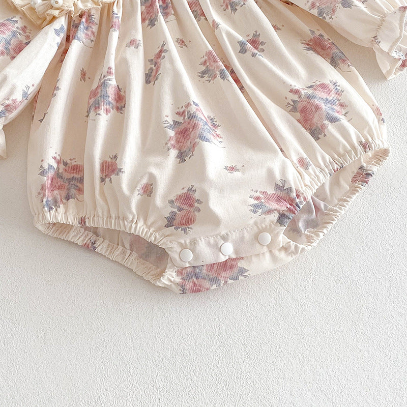 (Pre Order 2 Weeks)Sisters Fall Floral Print Ruffle Collar Dress&Romper