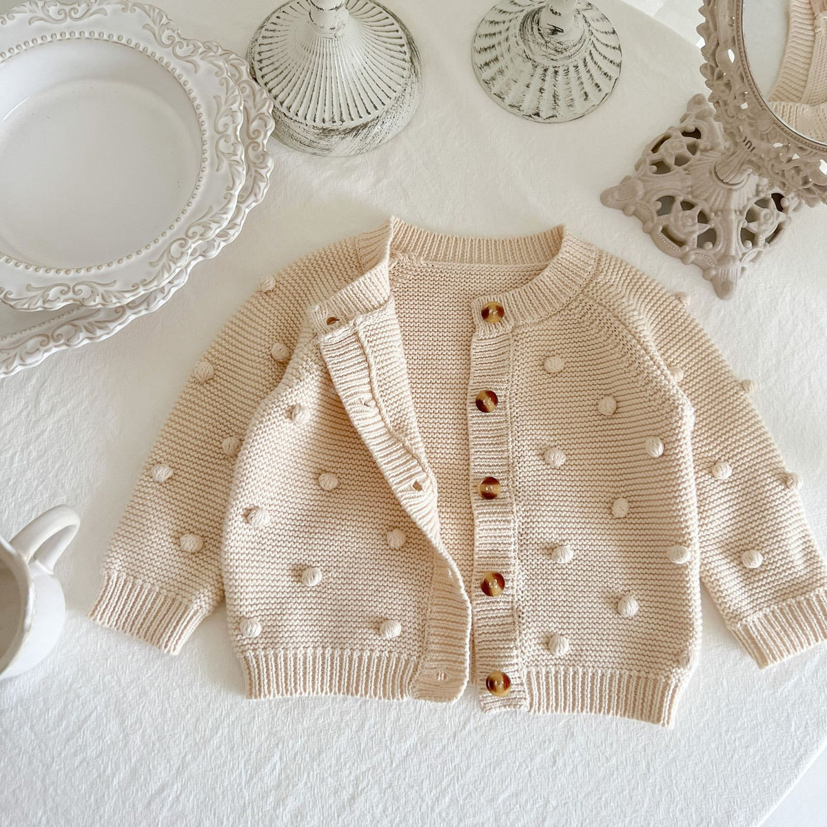 (Pre Order 2 Weeks)Kids Fall&Winter Dot Sweater Cardigan