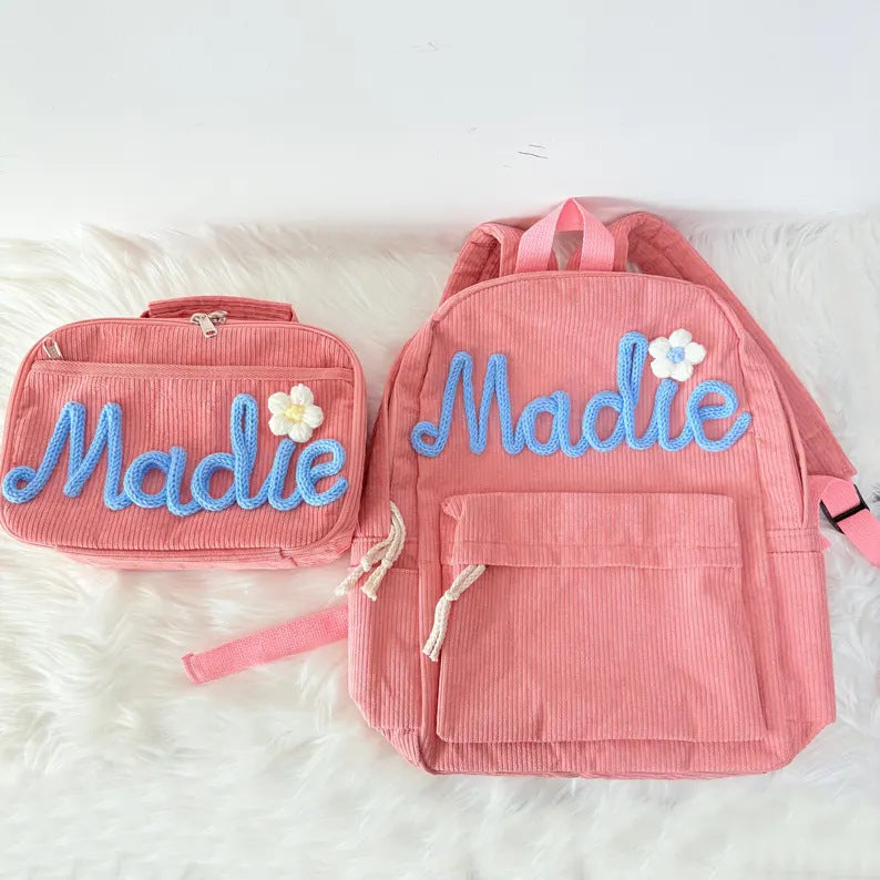(Pre Order)Personalized Backpack&Lunch Box with Name Embroidery - Customizable Bag