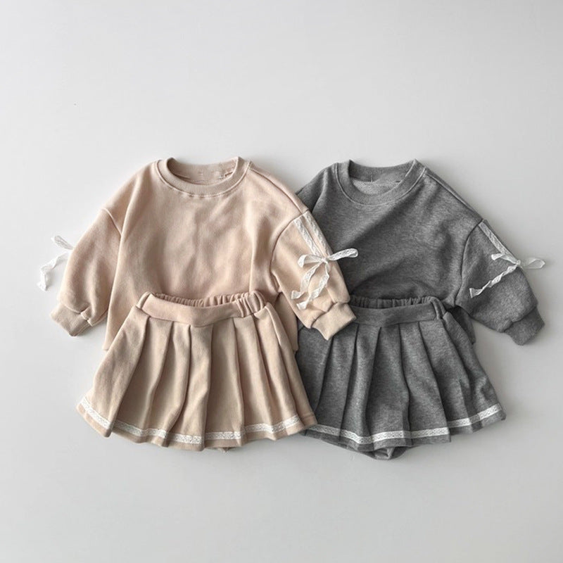 (In Production)Girls Fall Sweatshirt and Skirt Set