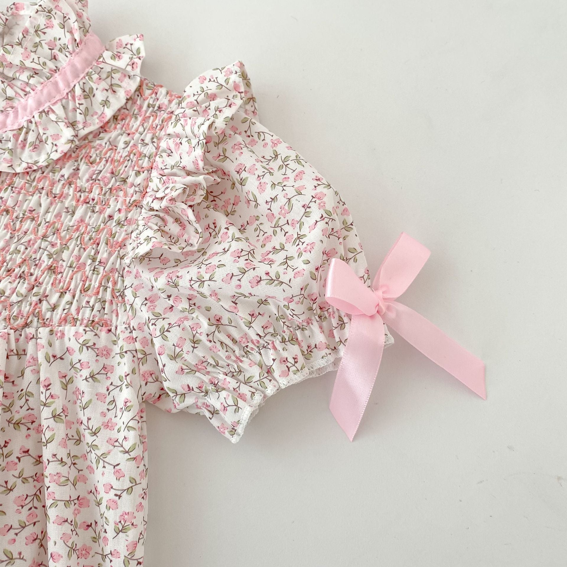 (Pre Order 2 Weeks)Sisters Fall Floral Print Smocked Dress&Romper