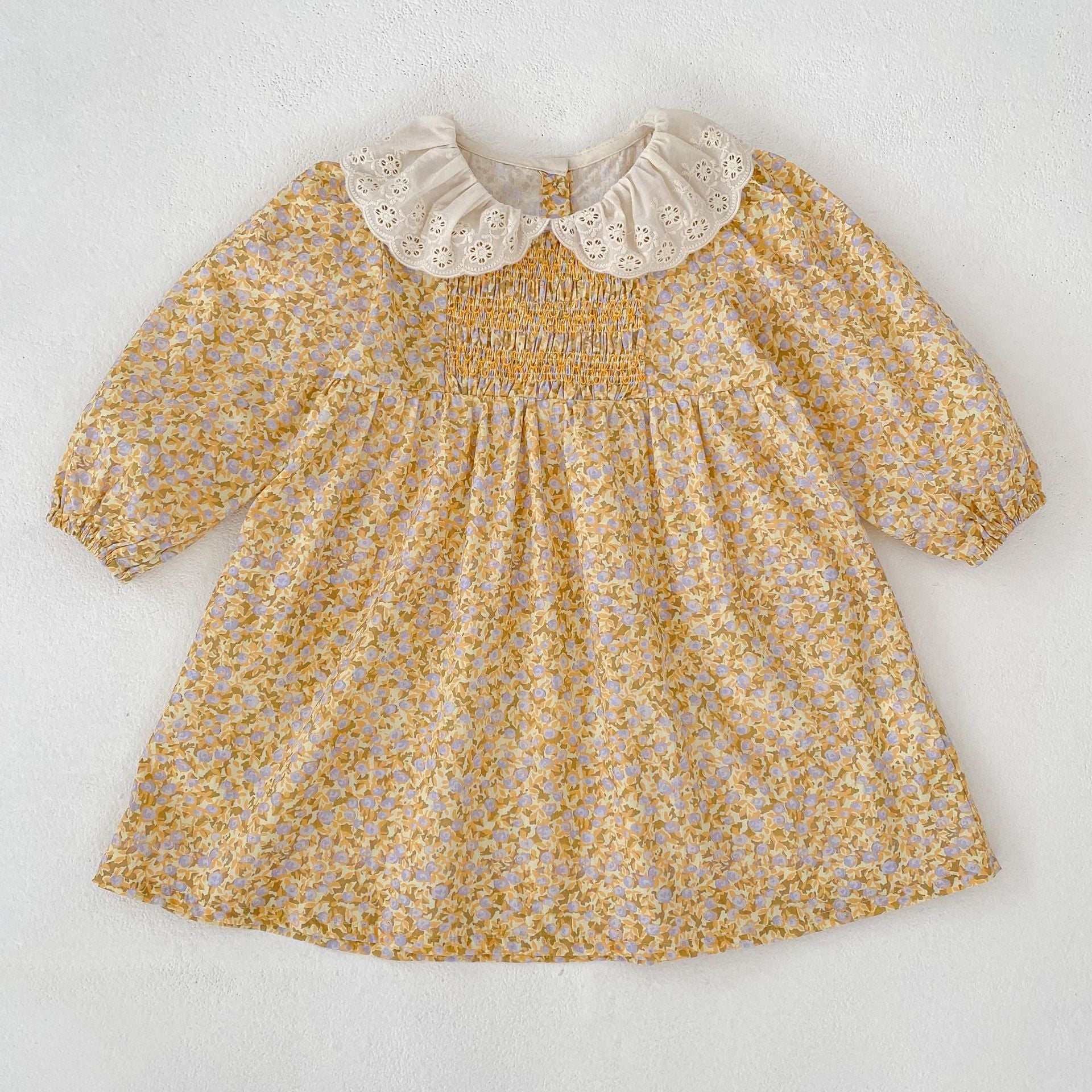 (Pre Order 2 Weeks)Sisters Fall Floral Print Smocked Dress&Romper