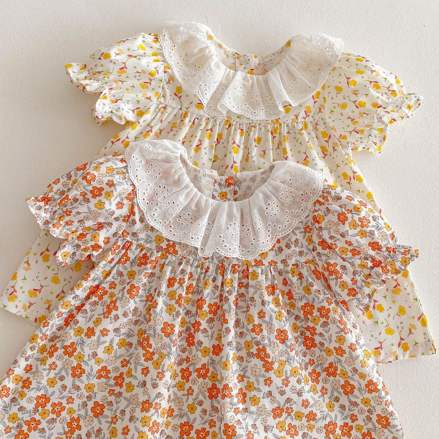 (In Production)Girls Spring and Summer Floral Doll Collar Dress