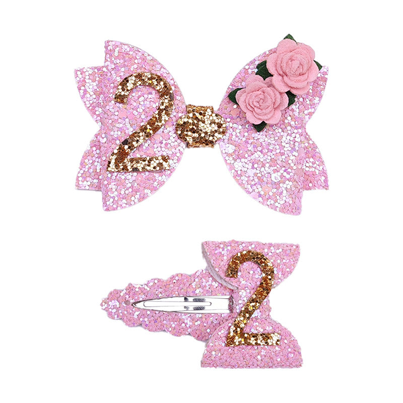 (Pre Order)Toddler Girls Birthday Number Bobby Pin 2PCS