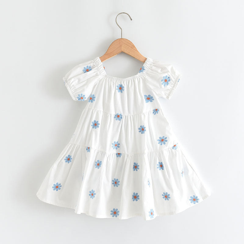 (In Production)Girls Spring and Summer Daisy Embroidery Dress