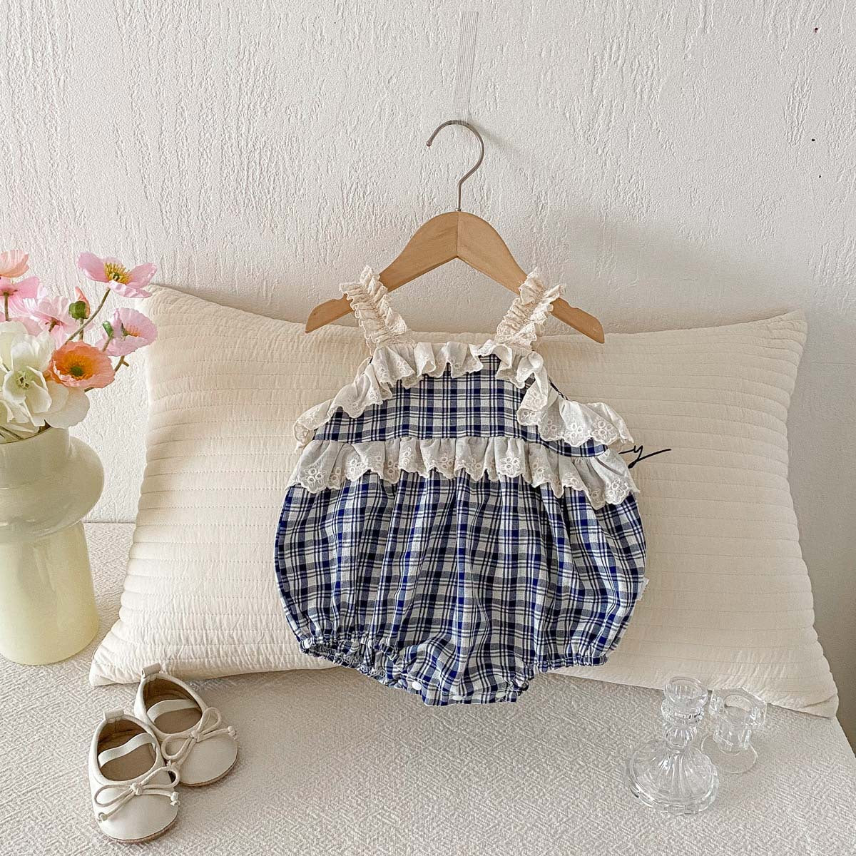 (In Production)Toddler Girls Spring&Summer Lace Ruffle Romper